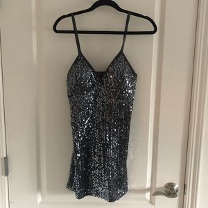 Charcoal Silver Sequin Bodycon Mini Dress F21